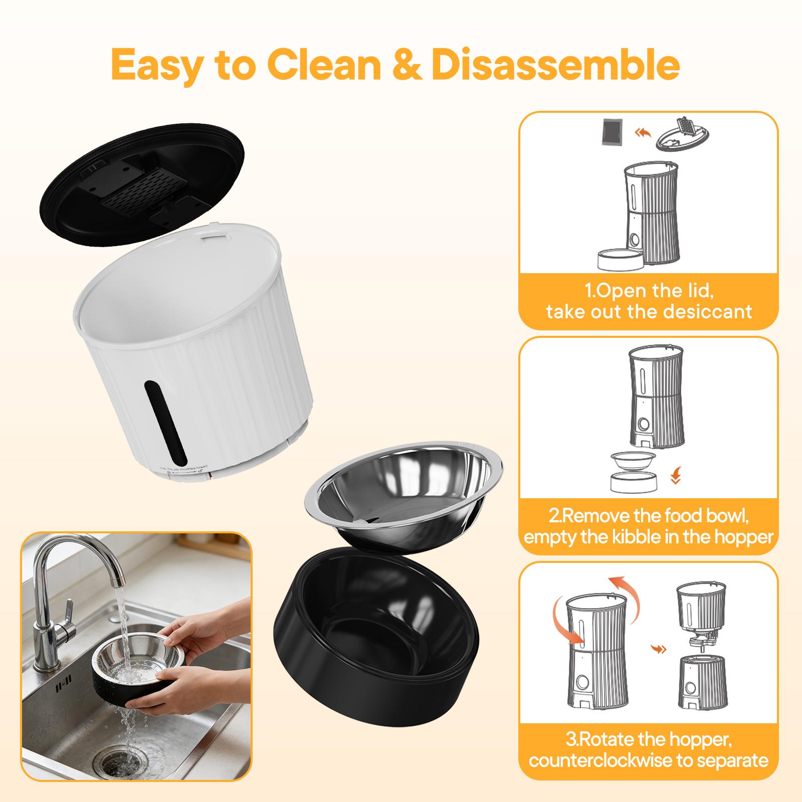 Smart Auto Cat Feeder - 2.4G WiFi & APP Control, Dual Power Backup, 10s Voice Recording & Desiccant for Fresh Food