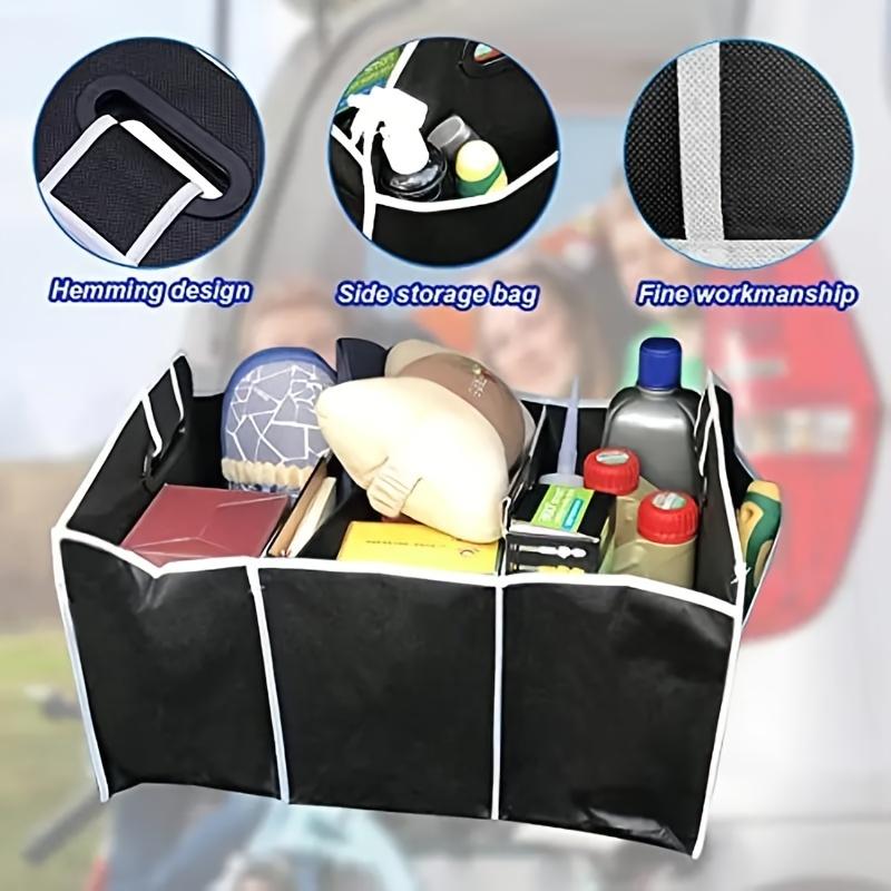 Large-Capacity Foldable Car Trunk Storage Bag with 3 Compartments, Waterproof & Portable, Universal for SUVs, Sedans, Trucks,Storage Box