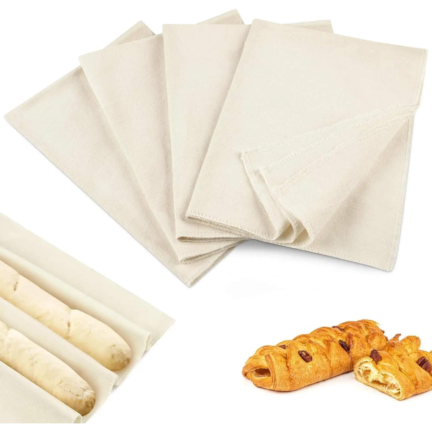 4 count  Towels for Baking Sourdough, 14x18.8 Inch  Thick Bread Towels for Proofing, Bread Cloth for Baguettes, Pastry, Loaves