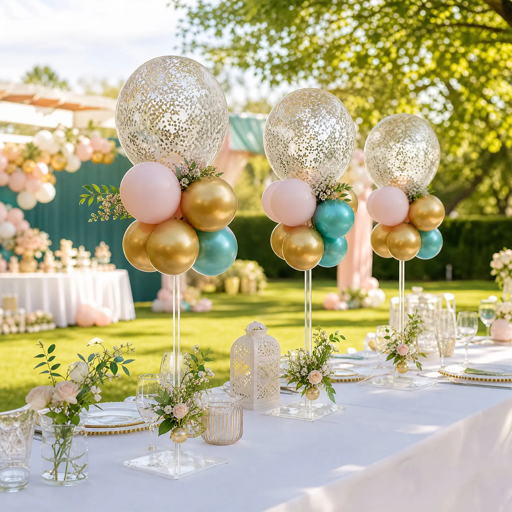 6Pcs Clear Acrylic Balloon Stand with Square Base, 23.62in Table Balloon Centerpiece Stand, Heavy Duty Balloon Sticks with Base for Birthday Wedding Baby Shower Party Table Decorations