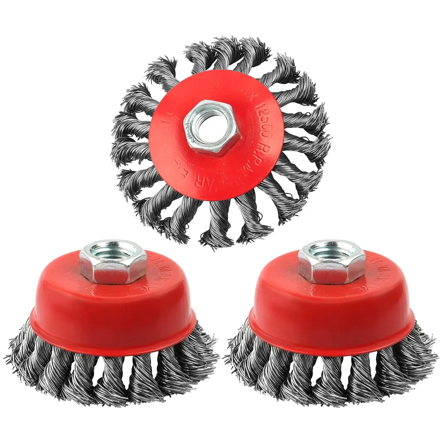 3 Pack Wire Wheel Brush for Angle Grinder, 4 Inch Wire Wheels for 4 1/2 Angle Grinder -5/8 Inch Threaded Arbor ,0.02 Inch Carbon Steel Wire Brushs