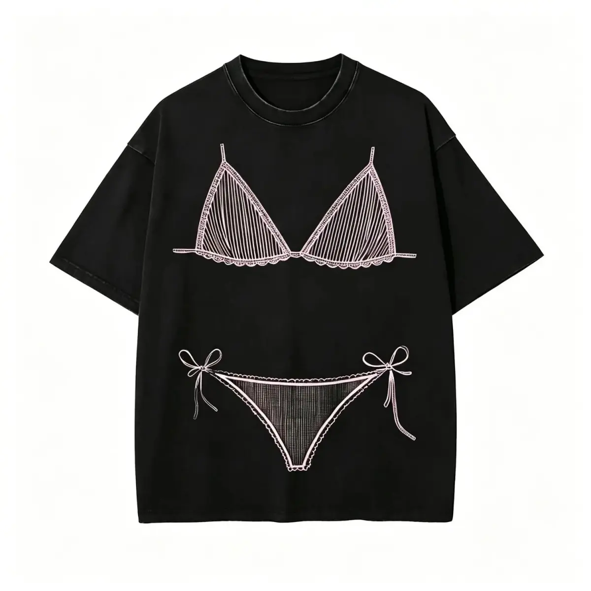 Last Splash Seashells and Wedding Bells Cotton T-shirt with Bikini Graphic for Fun Summer Vacation Coverup