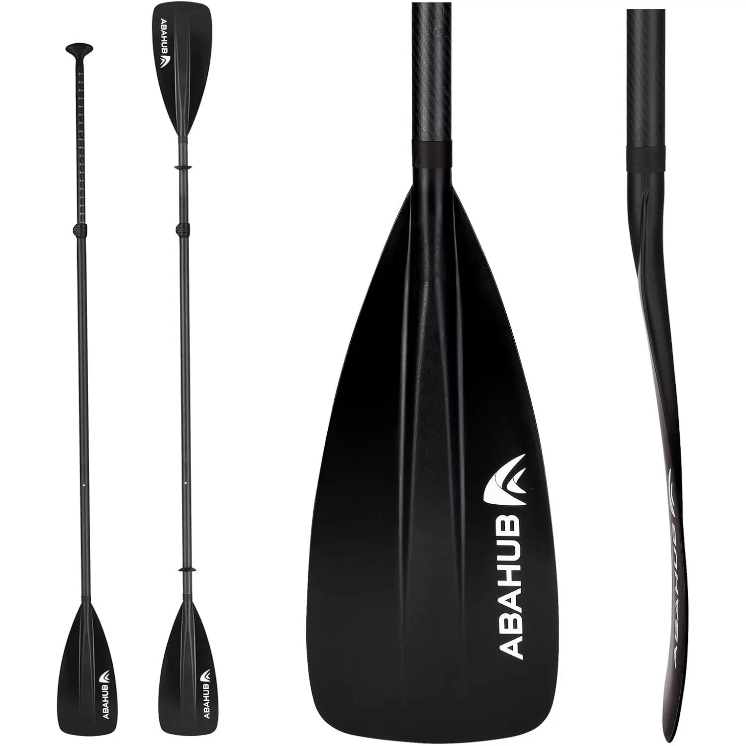 Abahub 1 x 4 Section Carbon SUP Paddle/Kayak Oar, Adjustable Stand up Paddleboard Paddles, Lightweight Carbon Shaft Black/Blue/Green/Gray/Orange/Red Plastic Blade