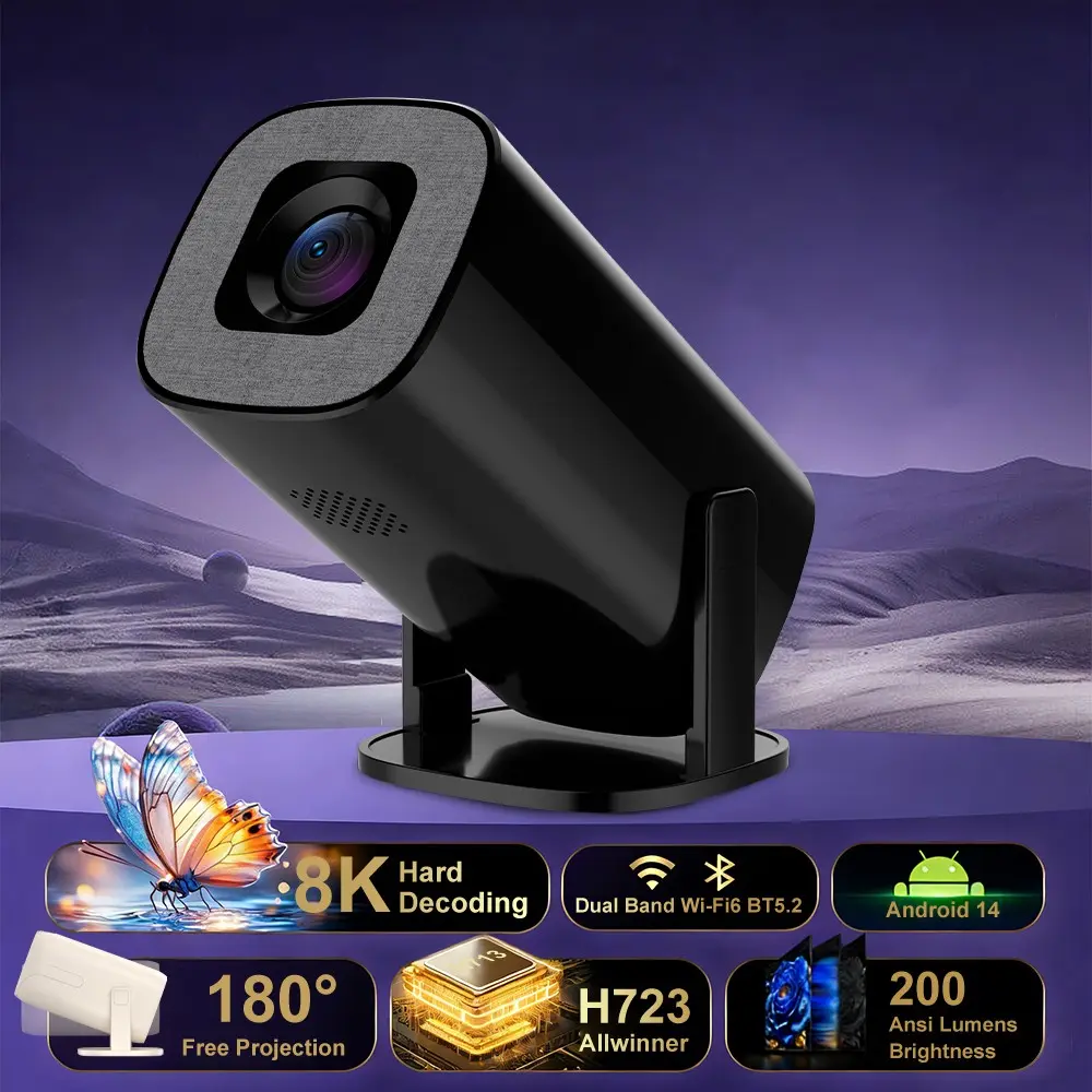 2026 New High-Definition Mini Portable Projector, Multi-Language System, Bluetooth-compatible Wireless Casting, Rich Wired Interfaces, Bedroom Movie Player