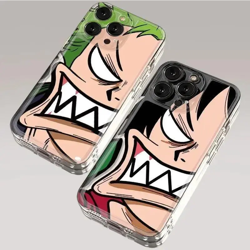 Cartoon One Piece Phone Case for iPhone 11 12 13 14 15 16 17 Pro Max Plus Japan Anime Funny Cute irritable Zoro Luffy Soft Cover