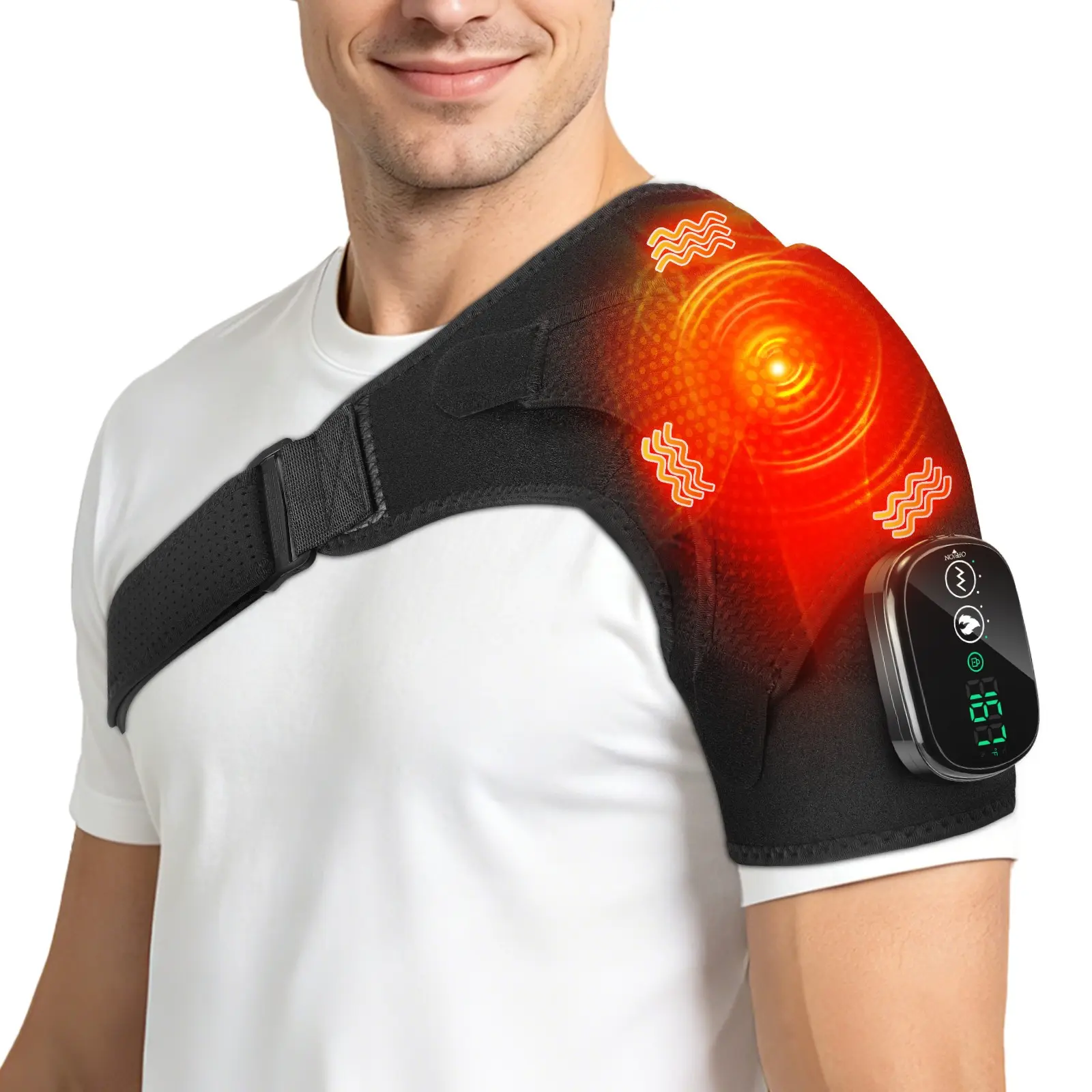 Portable Shoulder Massager, 3-speed Heating & 3-speed Vibration Shoulder Pad, Shoulder Muscle Relaxation Tool for Men & Women