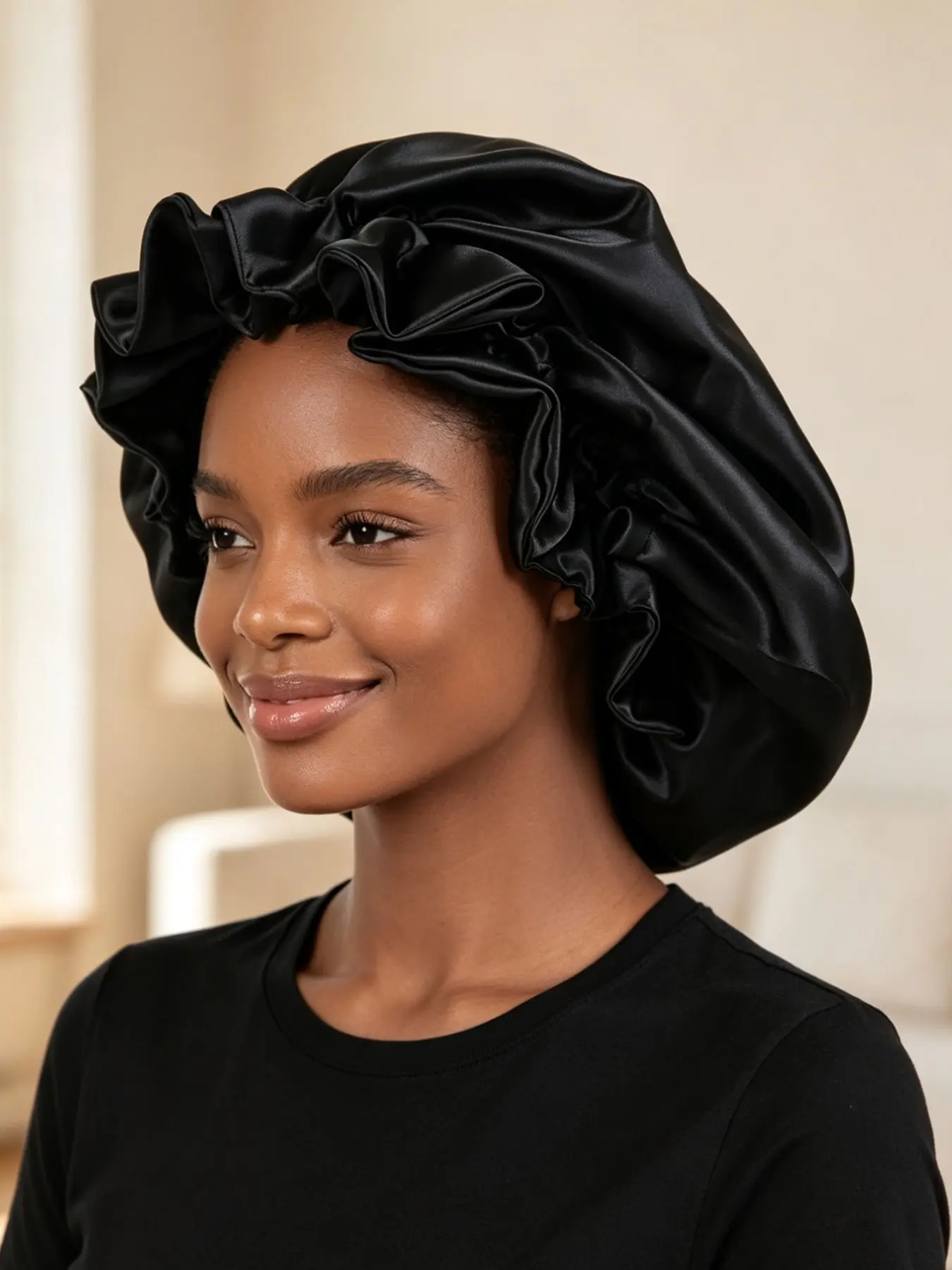 Women's Dual-Layer Soft Silk Sleep Cap, Men's Sleep Hat, Satin Nightcap for Daily Wear, Comfortable Nighttime Headwear, Smooth Material