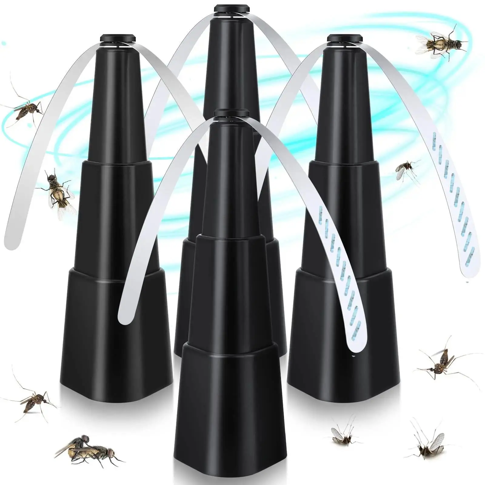 4PCS Desktop Fly Fan Set, Rotating Food Protector With Reflective Holographic Blades, Portable Tabletop Bug Repellent For Outdoor Dining, Picnic, BBQ, Patio Party, Camping And Kitchen Use, Summer Outdoor Essentials.Requires two AA batteries (not included)