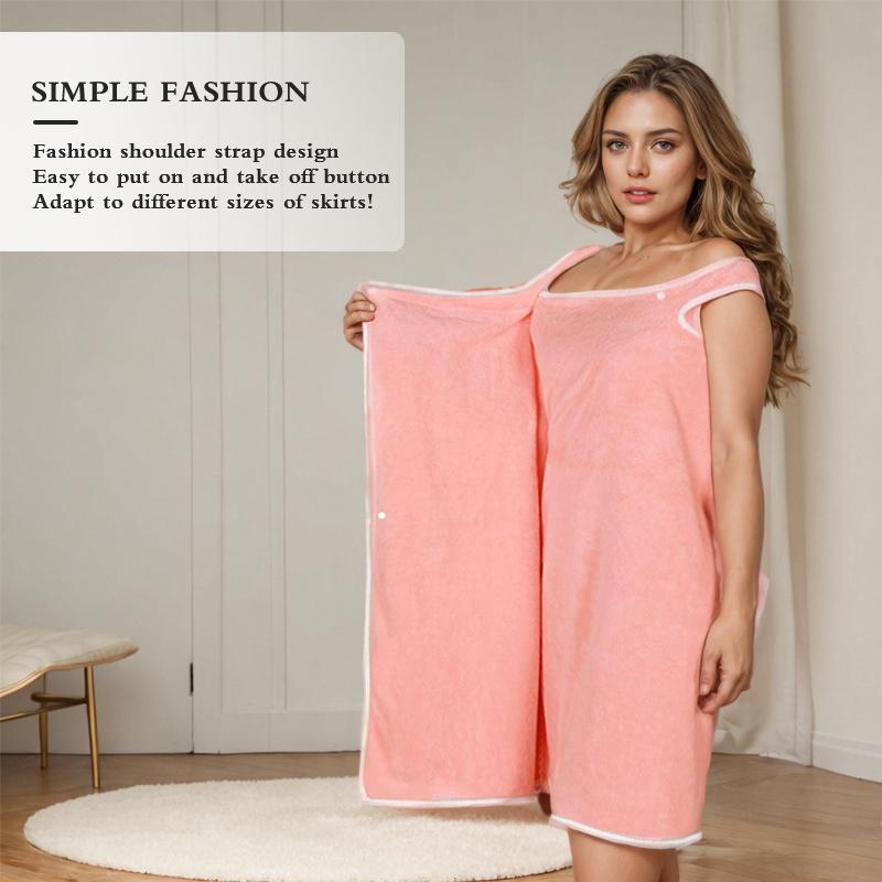 Plus Size Solid Color Bathrobe with Pocket, 2 Counts/set Absorbent Bath Skirt, Comfortable Bathrobe for Home Use, Suitable for Home, Bathroom, Hotel and Spa, Womenswear