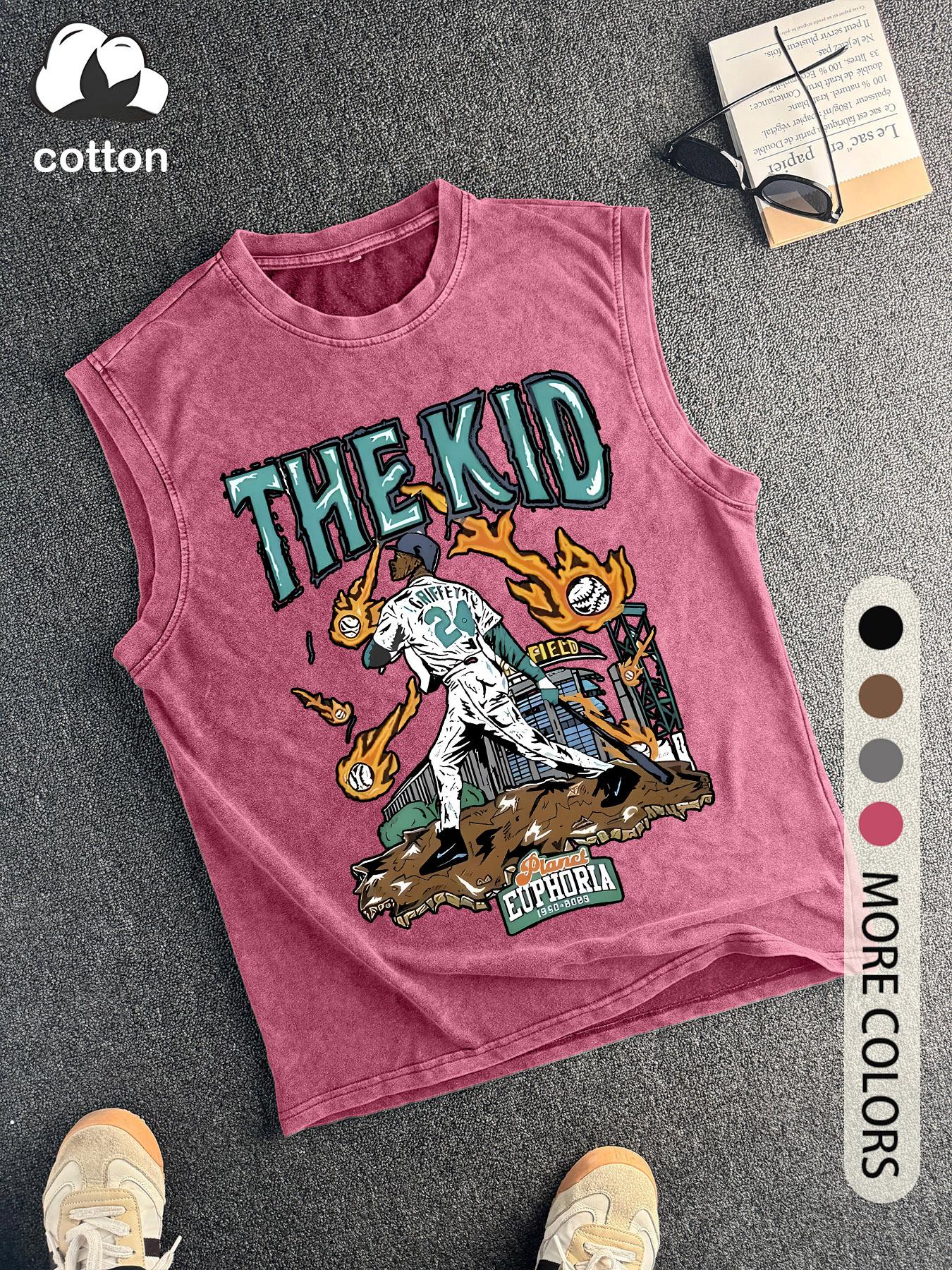 Men's Vintage Graphic Round Neck Tank Top, Regular Fit Casual Sleeveless Crew Neck Top for Summer, Men's Top for Daily Wear, Socks