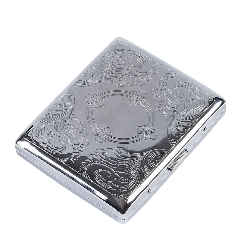 Portable Metal Cigarette Case for Women and Men, Double-Sided Spring Clip Design, Holds 20 Regular Size Cigarette, Fits 100mm Cigarette