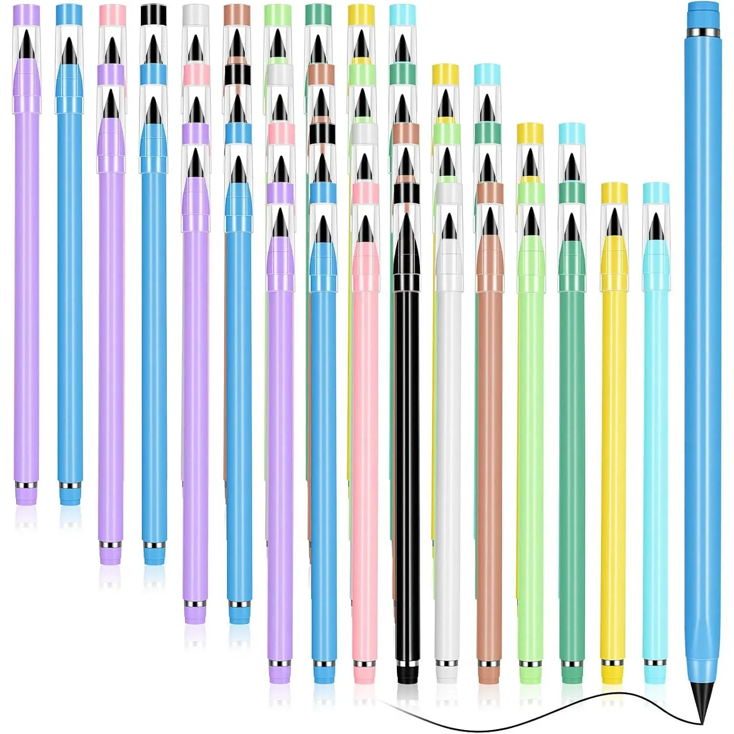 40 count Colored Everlasting Pencil Forever Infinity Pencil with Eraser, Aesthetic  Eternal Inkless Pencils for Writing Drawing,  Office School Supplies (10 Colors)