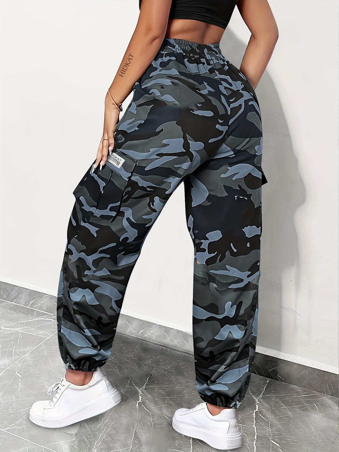 Trendy Camo Jogger-Style Cargo Pants for Women, Comfortable Loose Fit with Drawstring Waist, Durable All-Season Design Ideal for Everyday & Outdoor Wear