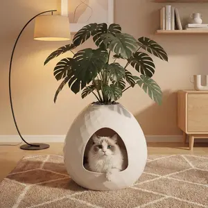 Hidden Cat Litter Box, Secret Small Plant Litter Box Furniture with Two Interchangeable Top, for Living Room Corner Easy Assembly