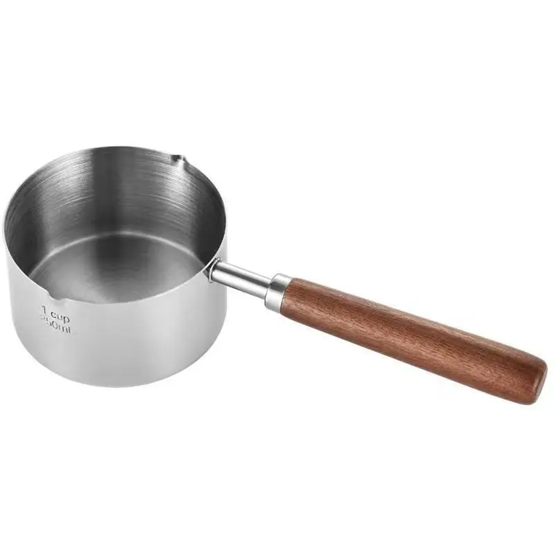 Stainless Steel Mini Sauce Pan,250ml Small Pot with Pour Spout | Kitchen Cookware for Melting Butter or Heating Milk.Pour Spout Design Ideal for Singles, Babies,and Coffee Lovers.