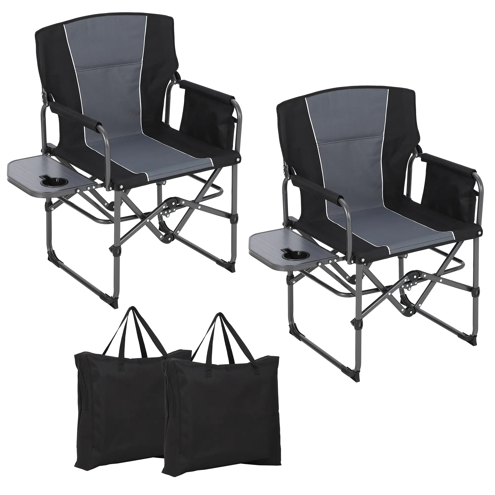 Portable Folding Aluminum Oversized Director Chair for Adults, Heavy Duty 400lbs Weight Limit with Side Table Cup Holder Storage Pouch, Outdoor Lawn Chair for Picnic Fishing Sports Beach Camping Tailgates