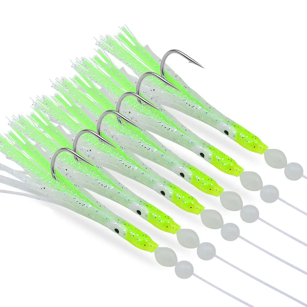 Luminous Sabiki Rigs, 12-Piece Soft Octopus Fishing Lure Set with Hooks for Saltwater and Freshwater Bass, Trout & Salmon, Lures, Set Pack