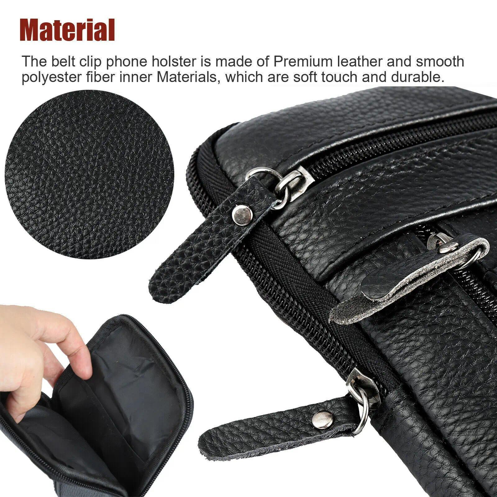 Dazone Leather Cell Phone Shoulder Holster Crossbody Bag, Portable Lightweight Phone Pouch with Adjustable Strap, Universal Fit for Smartphones Up to 6.9 Inches, Durable Protective Shoulder Bag for Daily Travel Outdoor Use