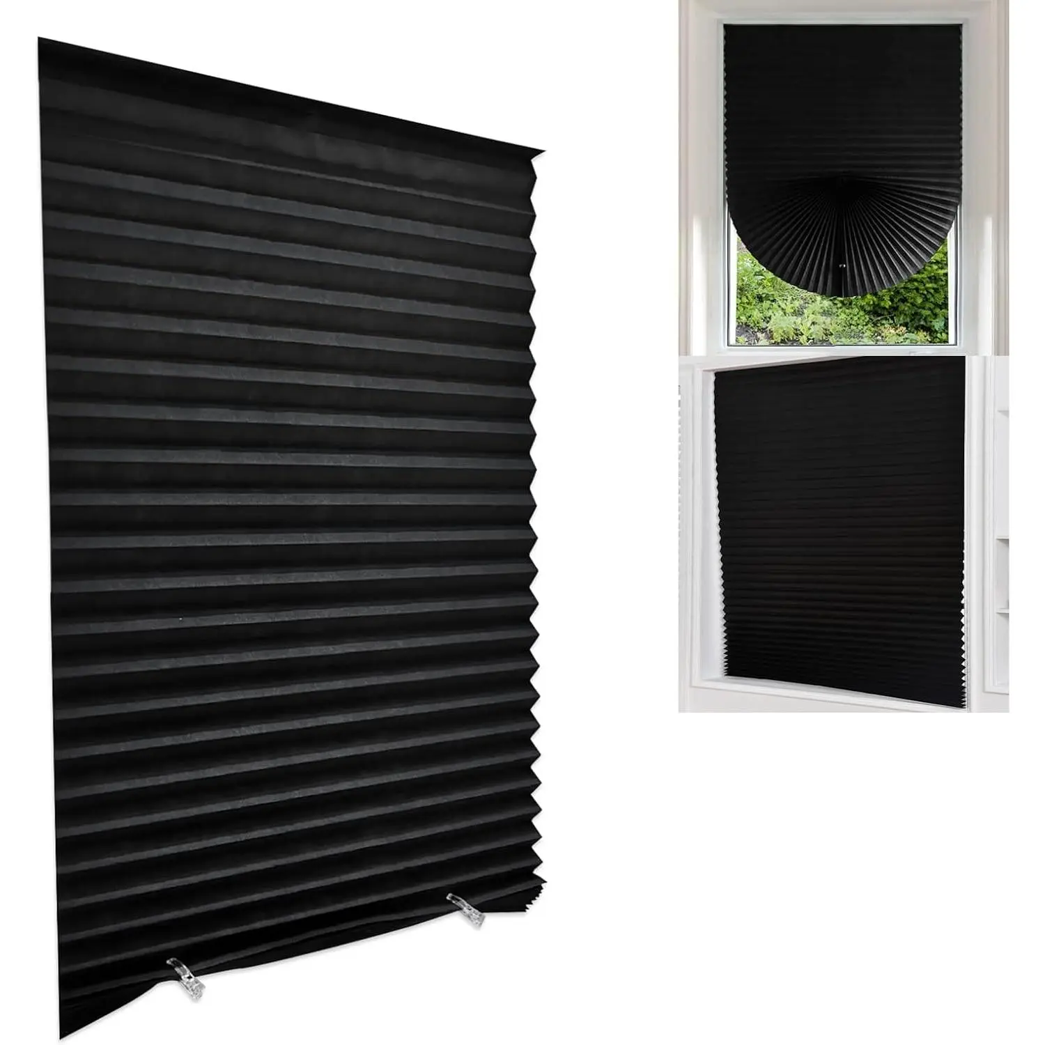 Blackout Blinds for Indoor Windows Cordless No Drill Easy Install Cut Size Pleated Paper Blinds Temporary Shades for Window of , Bedroom, Bathroom, Kitchen, Office, Door