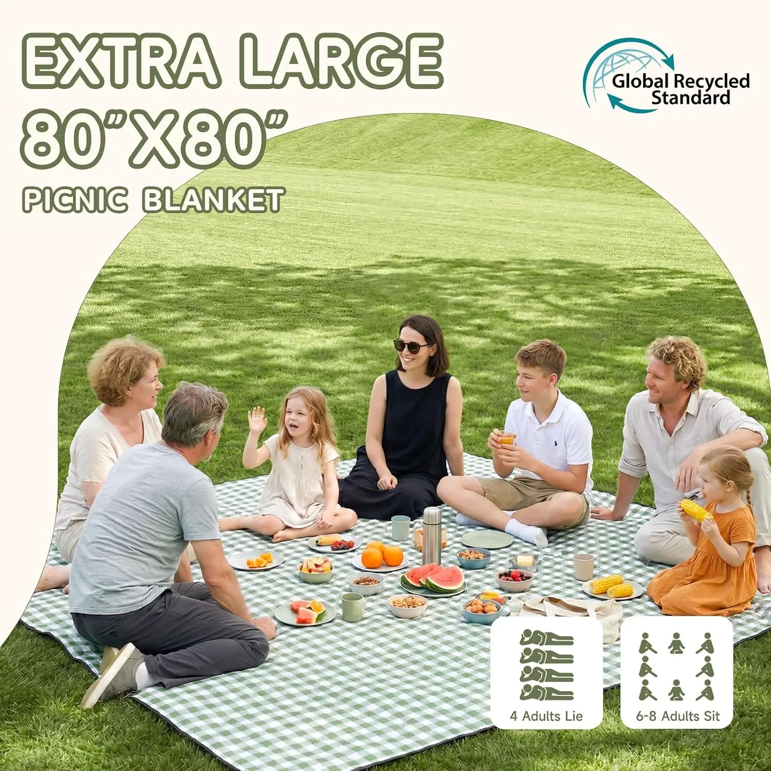 Waterproof Picnic Blanket - Extra Large Foldable Outdoor Camping Mat for Beach, Park, Lawn, Garden, Grass, Music Festival, Concert, Travel Essential Gift, Cute Big AccessoryGift