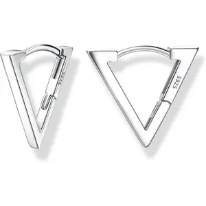 KRFY Solid 925 Sterling Silver Hoop Earrings Jewelry Set • 18K Gold Plated Geometric Triangle Star Huggies • Hypoallergenic Safe-for-Sleep Daily Piercing Mix DealsForYouDays
