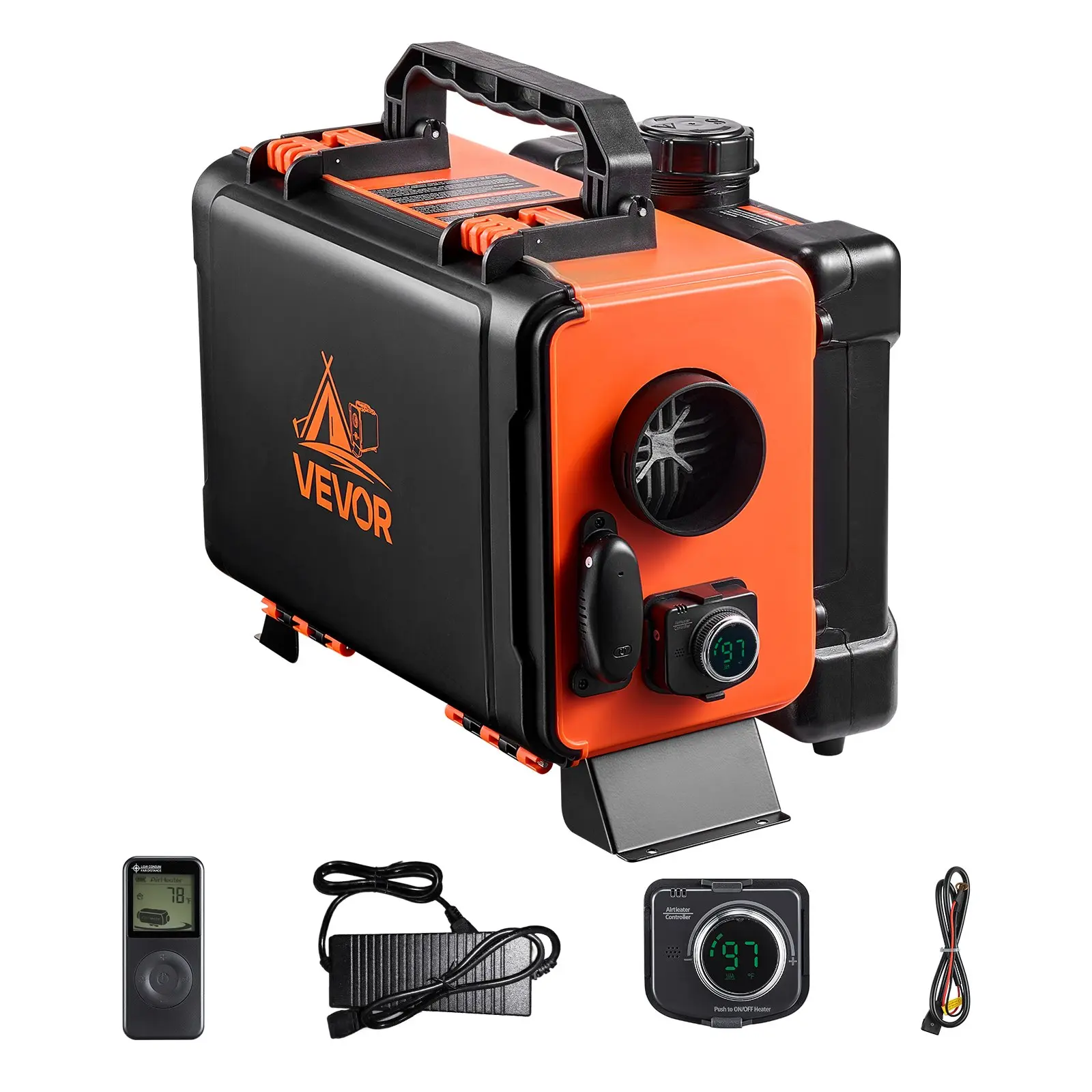 VEVOR Diesel Heater, 8KW, DC 12V/24V, All in One Portable Diesel Air Heater with Remote Control and LCD Screen, Fast Heating Low Noise, 1.2 Gal Fuel Tank for Trucks, Vans, RVs, Campers, and Garages
