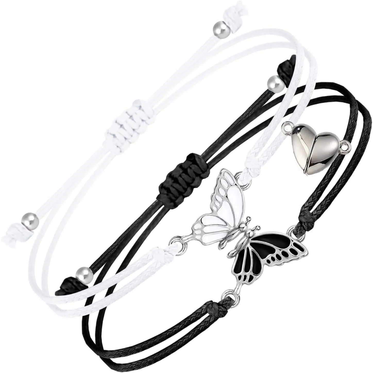 2 count Matching Butterfly Bracelets  Braided Couples Matching Attraction Relationship Adjustable   Bff Friendship Promise