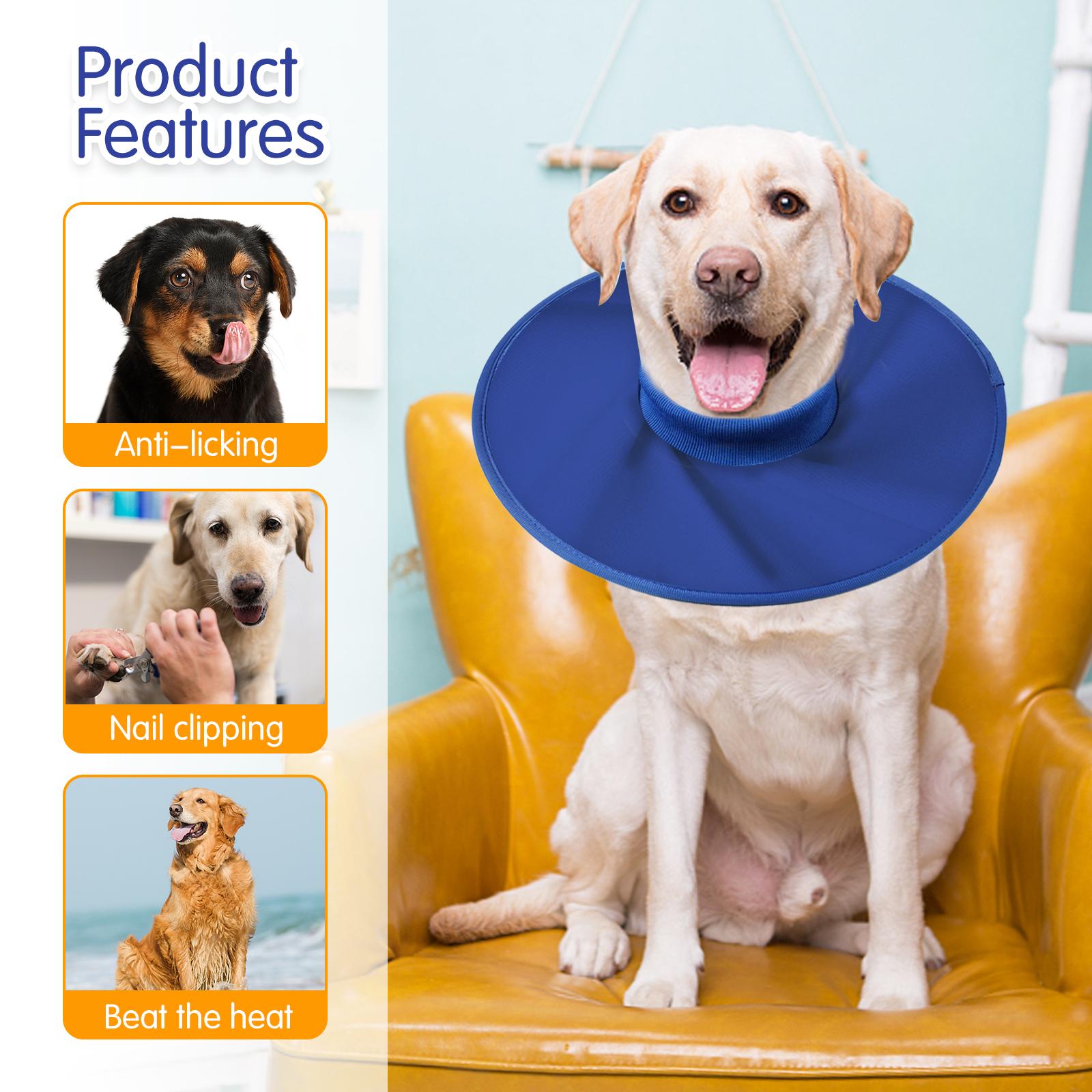 Dogs recovery collar, soft cone-shaped collar after surgery, waterproof and anti licking wound, adjustable, breathable E-collar, suitable for large/medium/small cats and dogs