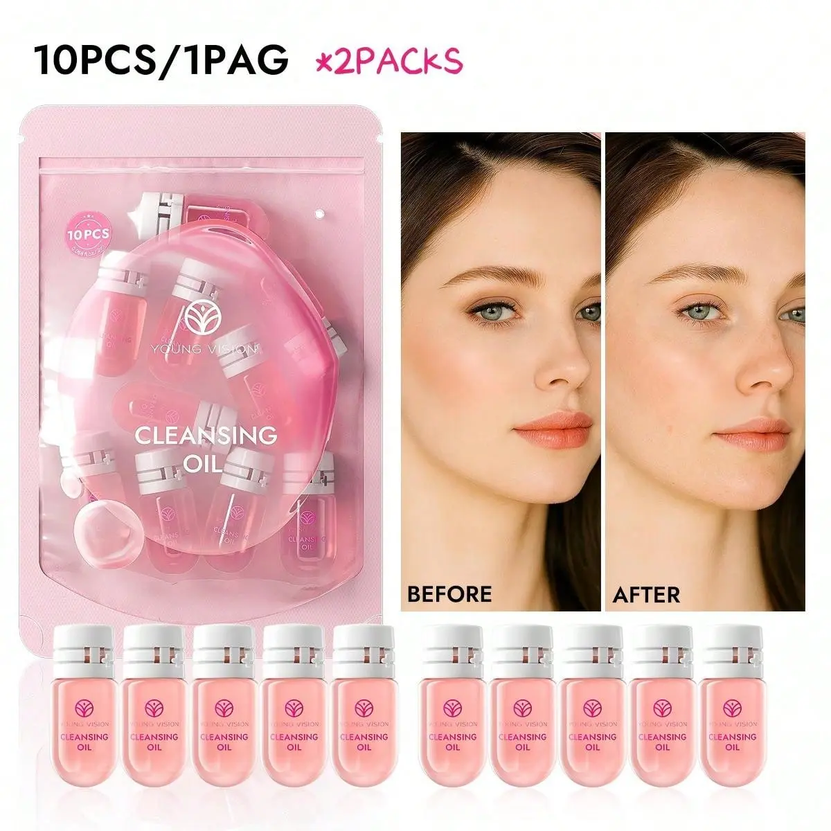 10-Bottle / 20-Bottle Mini Lip, Eye And Face Single-Use Makeup Remover Oil Travel Set, Gentle And Non-Tight, Portable Cleansing All-In-One Makeup Remover Oil, A Must-Have For Daily Business Trips, Commutes And Backpacks,Ideal For Gifting