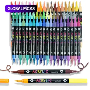 24/48/72/120 Colors Acrylic Paint Markers, Dual Tip Paint Pens for Rock Painting, Canvas, Wood, Glass, Ceramic, Fabric, Plastic, Egg & Scrapbook, Artist Bundle #GLOBAL PICKS
