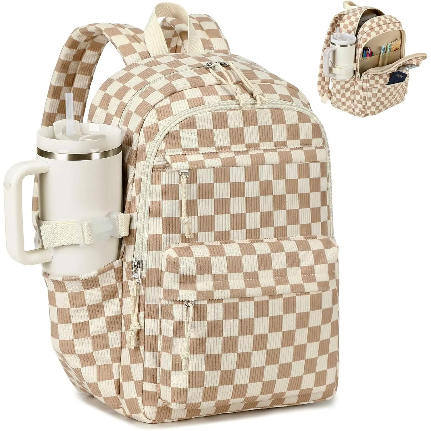 Teenager's school bag, corduroy laptop bag for elementary and high school, travel backpack