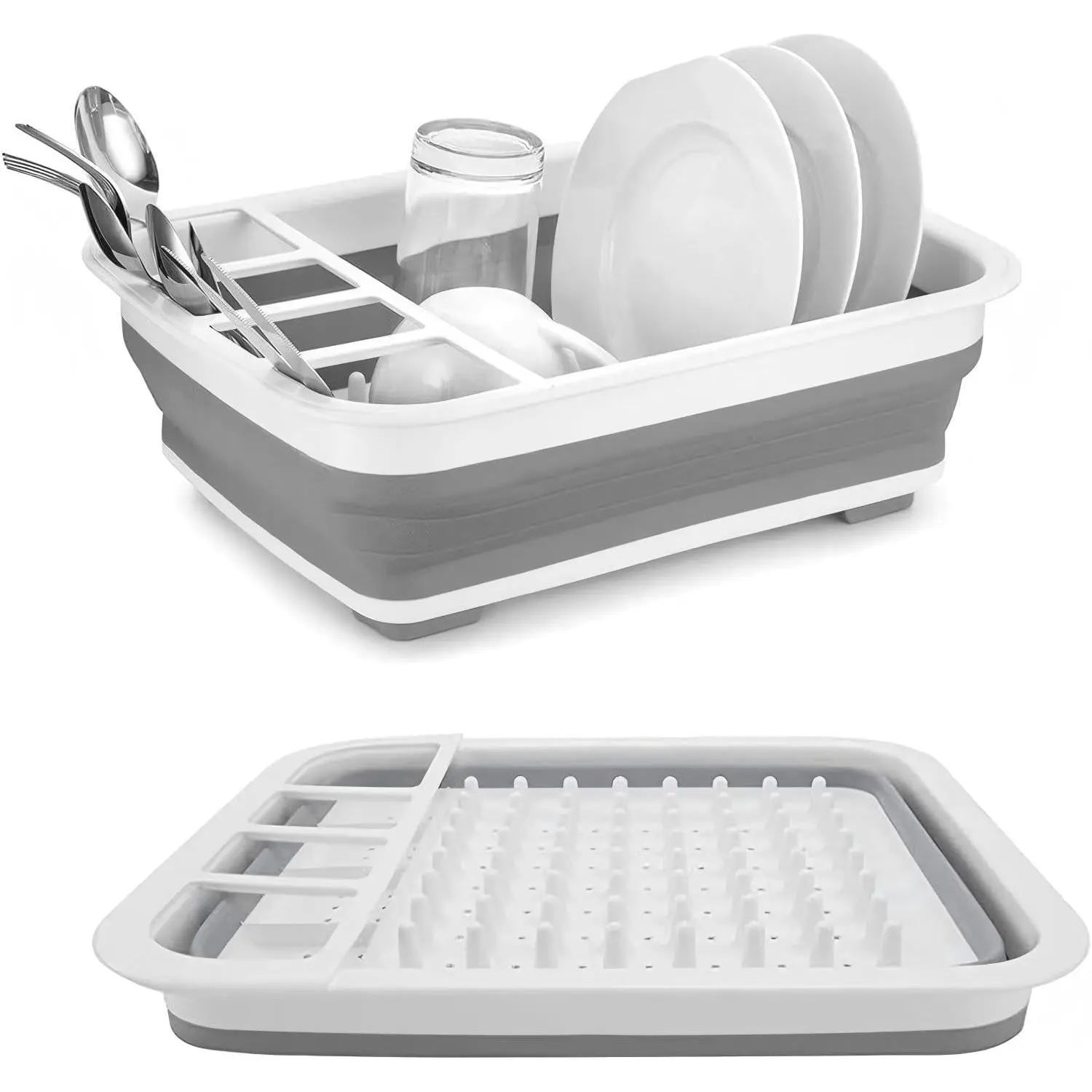 Collapsible Bowls, Plates, and Dishes Drainer, Portable Space-Saving Dish Rack for Kitchen, RV, Campers, and Travel