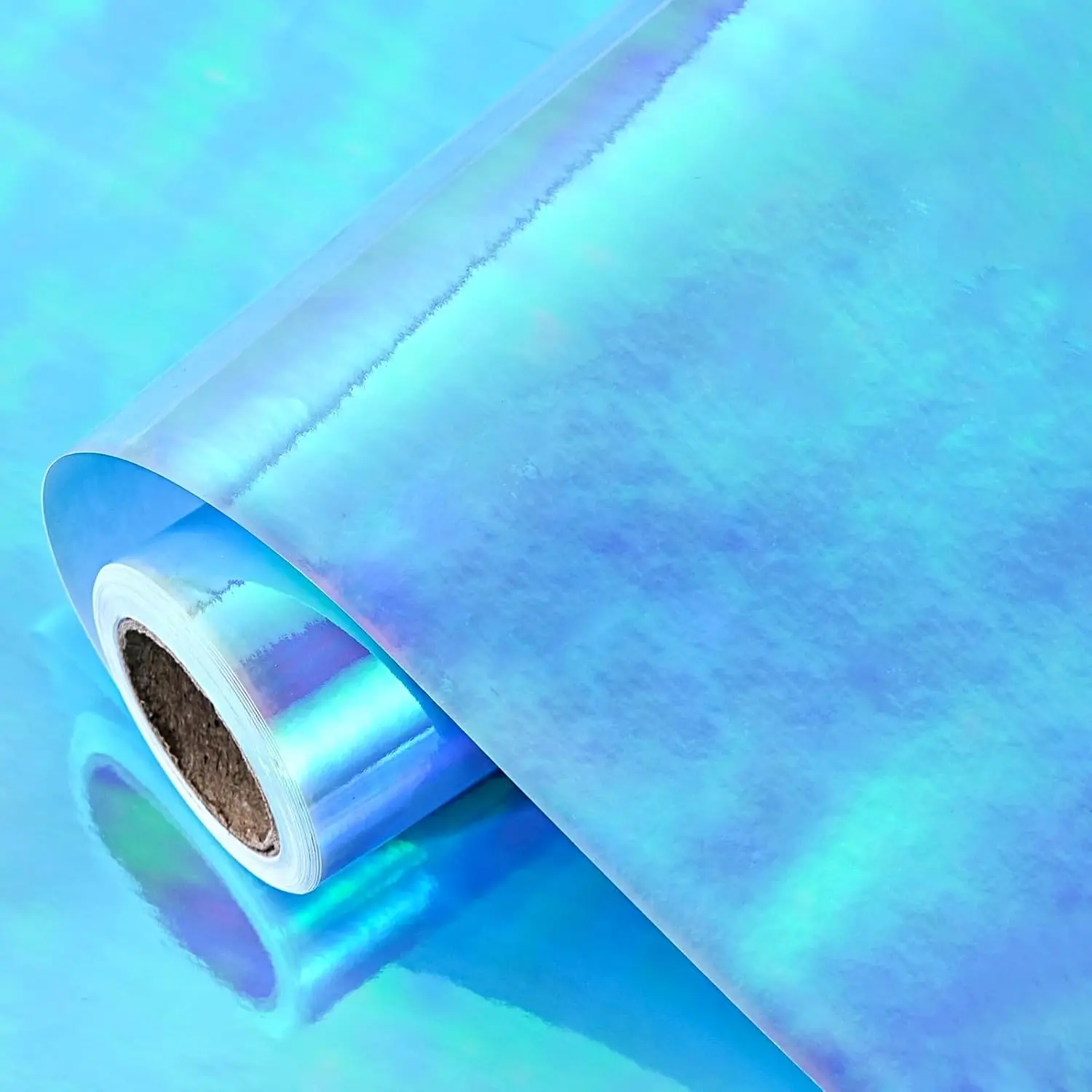 Blue Wrapping Paper Roll - Holographic Iridescent Wrapping Paper for Birthday, Valentine's, Mother's Day, Holiday - 17 inches x 32.8  (.23 sq.ft.)