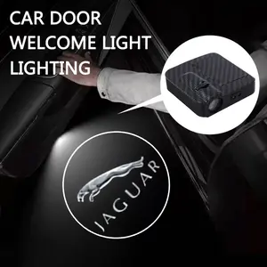 2pcs New LED Car Door Welcome Light Carbon Fiber Texture Atmosphere Lamp Projector Ghost Shadow Lamp Fits For Jaguar XF 250 X Type F Pace Xj X351 Xe S-Type I-Pace Android XFR Auto Interior Accessories