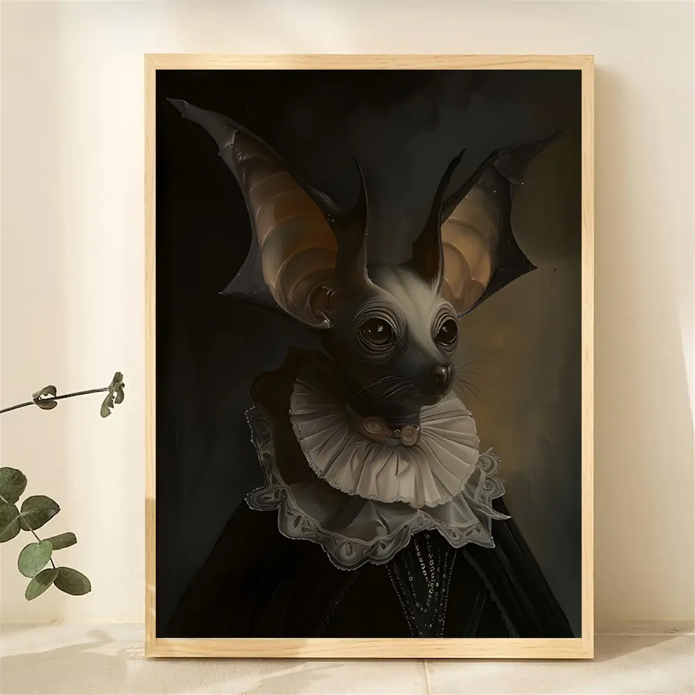 Gothic Bat Victorian Wall Art - Canvas Poster, Halloween Decor, Vintage Gothic Home Decor, Perfect for Living Rooms, Bedrooms, and Offices, Exquisite Artwork with a Mysterious Theme