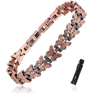 Pure Copper Magnetic Bracelet for Women, 99.99% Solid Copper Bracelet with 3500 Gauss Magnets, Adjustable Jewelry Gift for Her