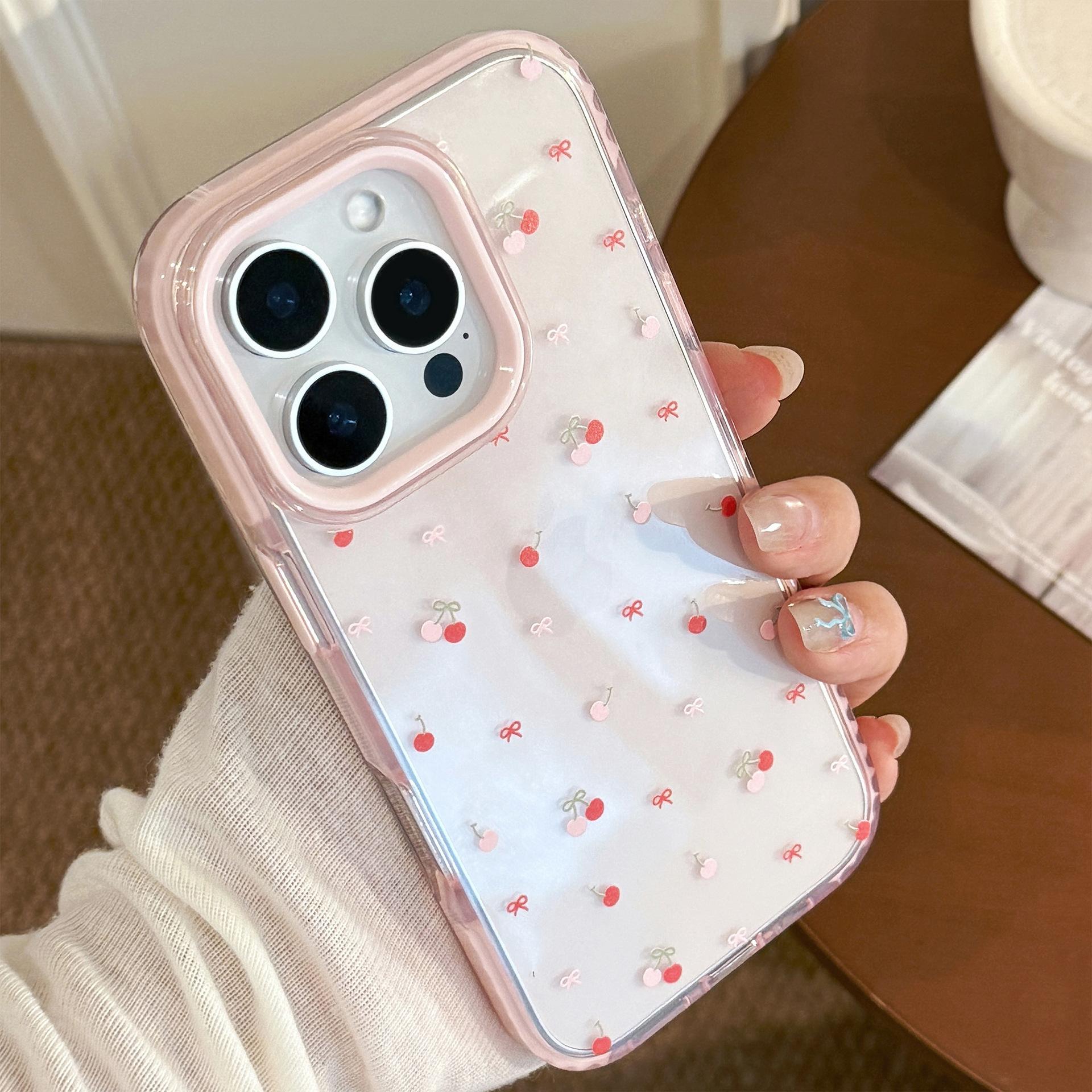 Sweet Cherry Clear Soft Silicone Case for iPhone 17 Pro Max 15 14 13 11