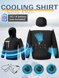 3 Fan Air Conditioning Jacket, Long Sleeve Cooling Workwear, UV Protection, Breathable, Unisex, Ideal for Outdoor Activities