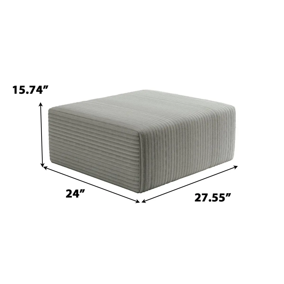 28" Plush Corduroy Cloud Velvet Boneless Ottoman - Sofa Couch Footrest, End of Bed Bench, Storage Chest, 660 lb Load Capacity for Living Room, Bedroom, Entryway,dorm essentials,home decor