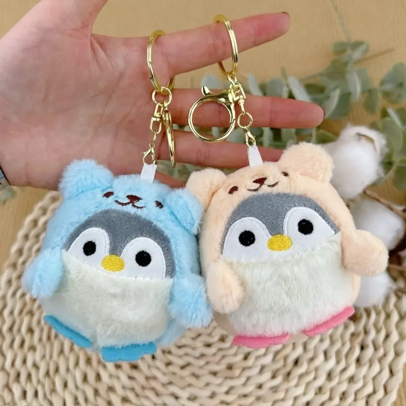 Cute Penguin Keychain - Women's Aesthetic Lightweight Faux Fur Bag Charm, Cozy Vibes Daily Carry Wobbly Swing Purse Accessory, Trendy Animal Handbag Pendant Gift