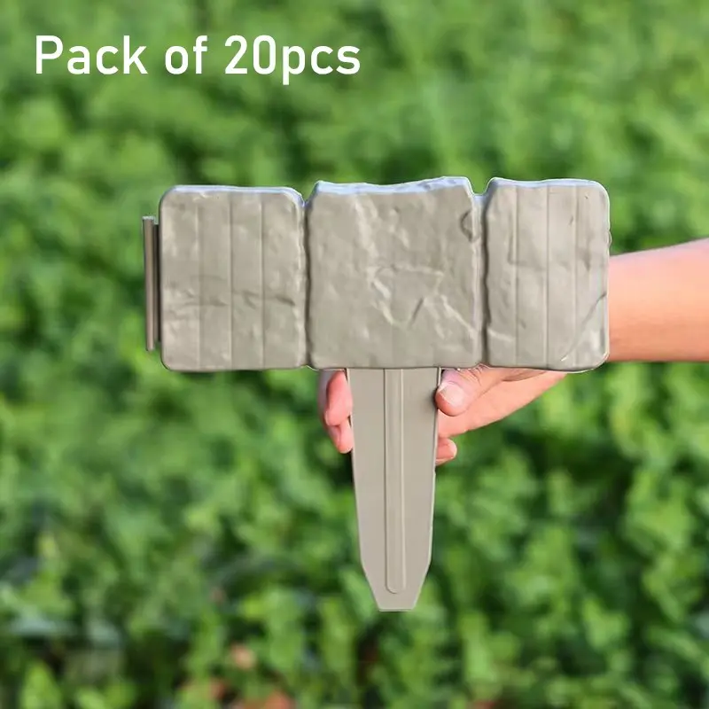 Pack of 20pcs Garden Edging Border, No Dig Landscape Edging Stakes, Interlocking Plastic Garden Fence, Outdoor Decorative Lawn Divider for Flower Bed, Yard, Pathway, Plant Border, Garden Supplies