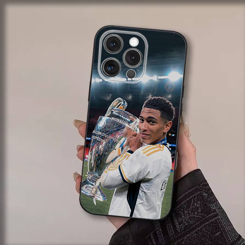 Football J-Jude B-Bellinghams Phone Case For iPhone 17,16,15,14,13,12,11,Pro,Max,Plus,Air,X,XS,Soft Black Funda