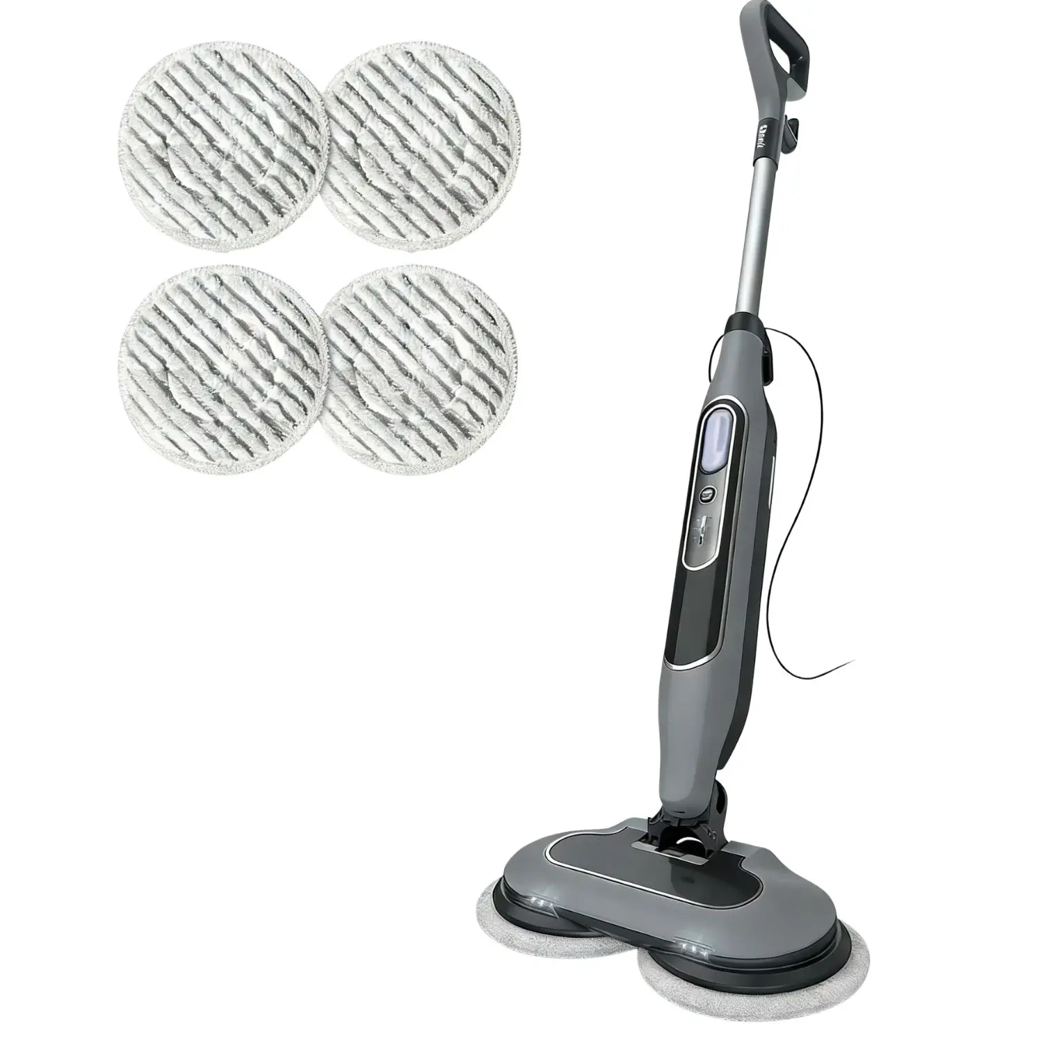 Dual Head Handheld Corded Steam Mop for Hard Floors - LED Light, 3 Adjustable Steam Modes, Lightweight Rotating Pad Cleaner for Tile, Laminate, Hard Floor Users with Standard Plug