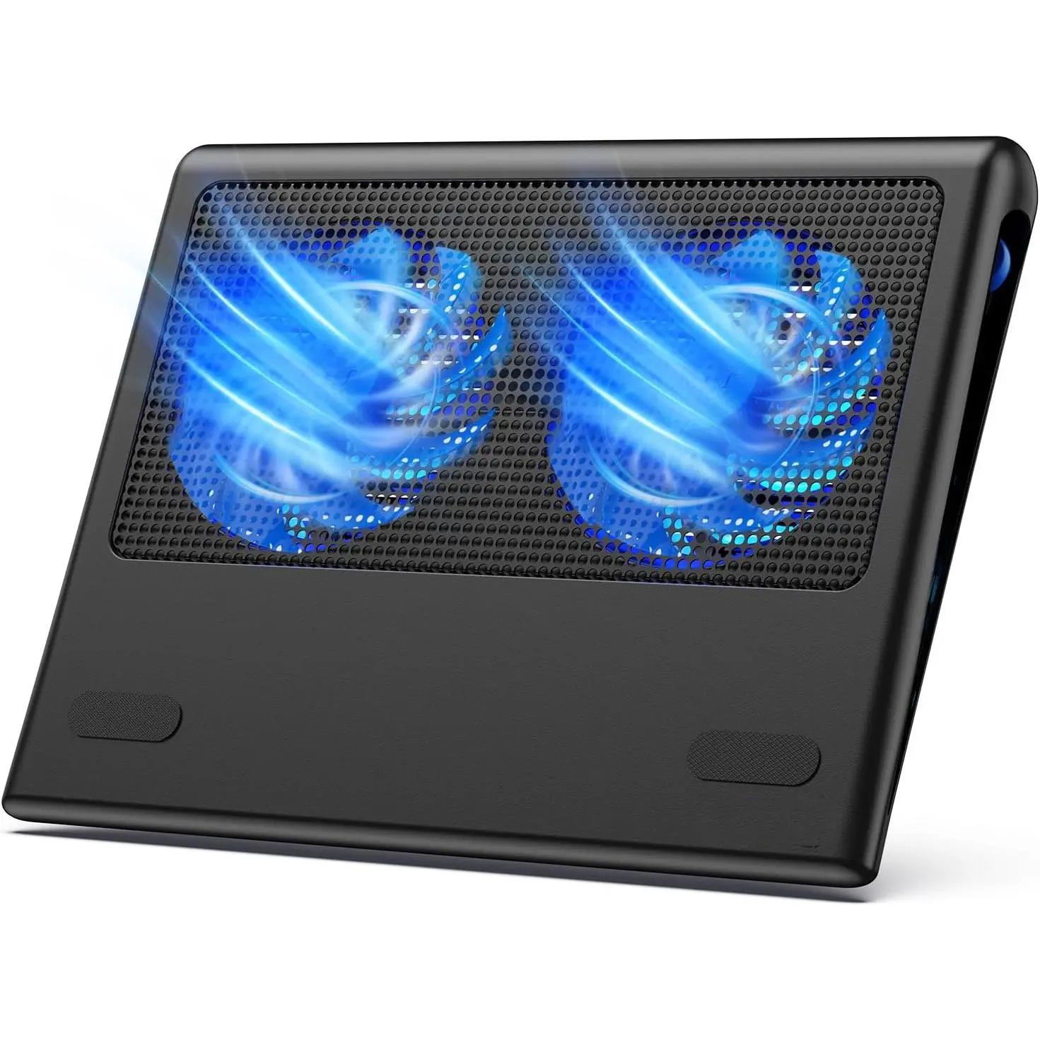 Laptop Cooling Pad - 12"-15.6" Laptops Cooler, Powerful Cooler and Ultra Quiet for Gaming Laptops Pad, 2 Wind Speed Adjustable, USB A & C Powered Cooler Stand with Laptop Fan LED (Blue)