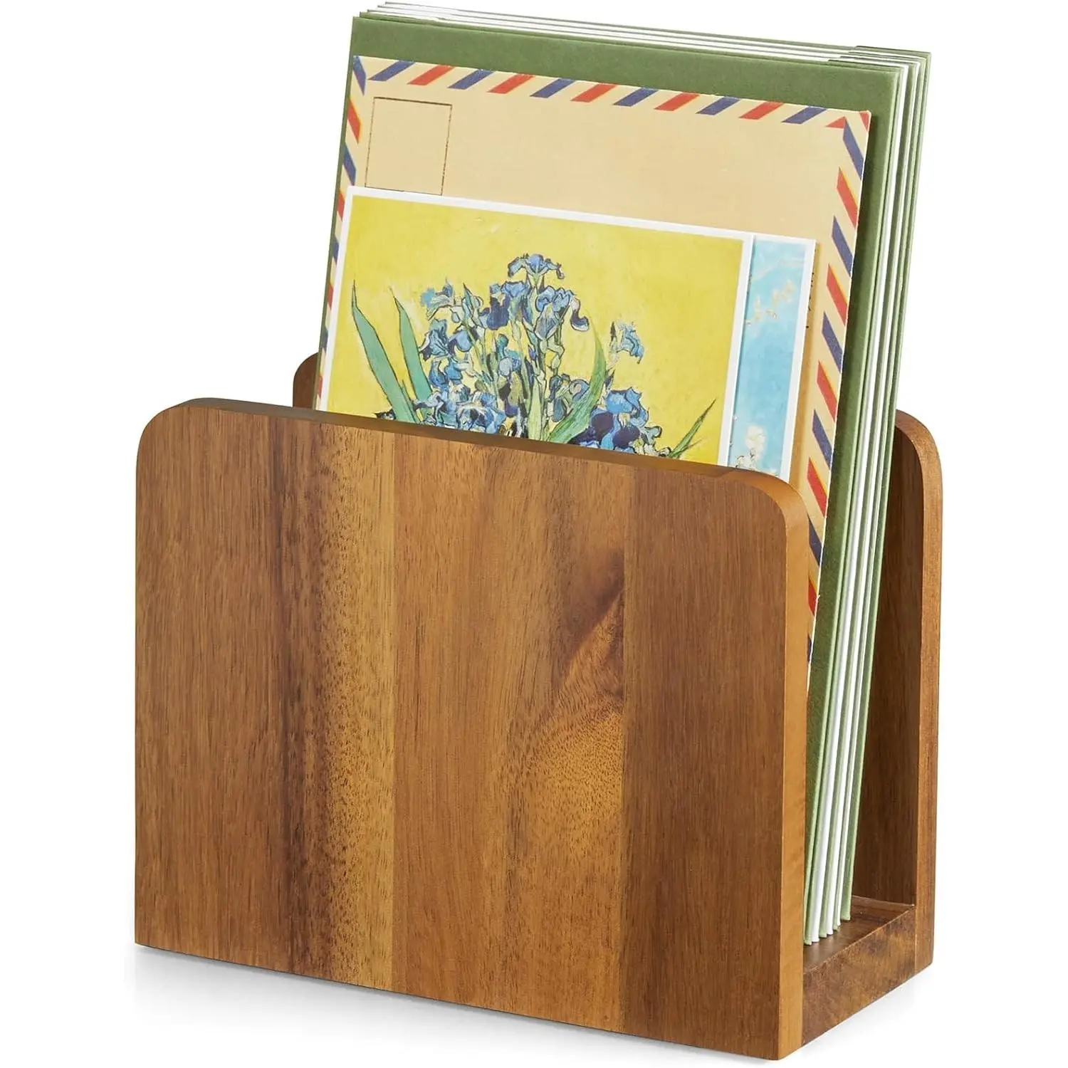 Wood Mail Organizer, Mail Holder for Desk, Letter Holder for Countertop, Small Envelope Holder, Desk Organizers and Accessories for Home Office