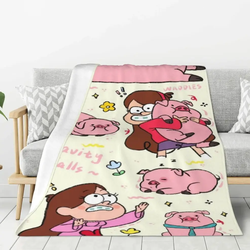 Gravity Falls Throw Blanket, Multi-Size Anime Character Design Polyester Blanket, All-Season Soft Cozy Machine-Washable Bedding, Ideal for Bed & Sofa, Perfect Holiday Gift