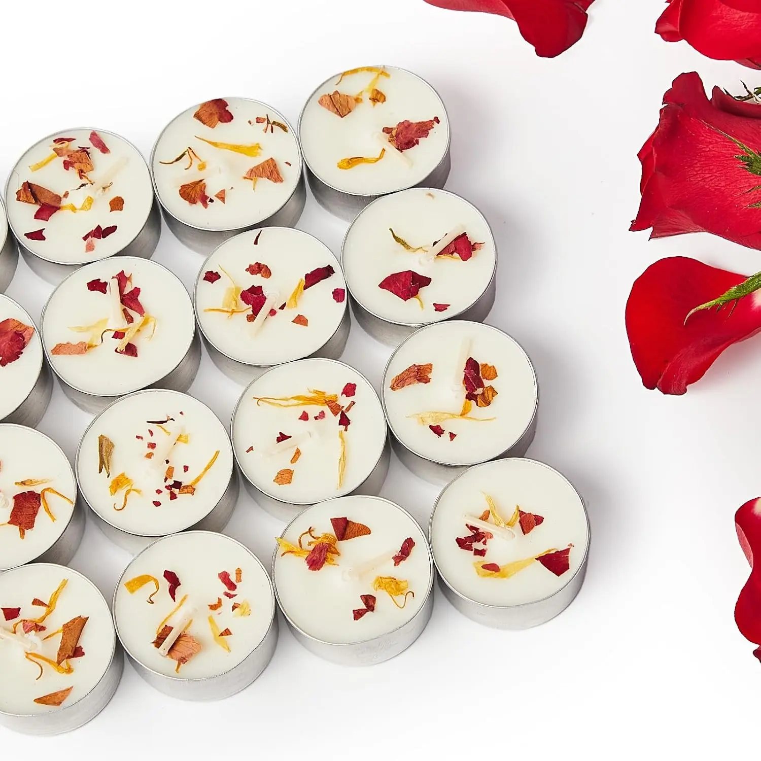 Rose Scented Tealight Candles 48 Pack, 6-Hour Soy Wax Tea Lights Candles
