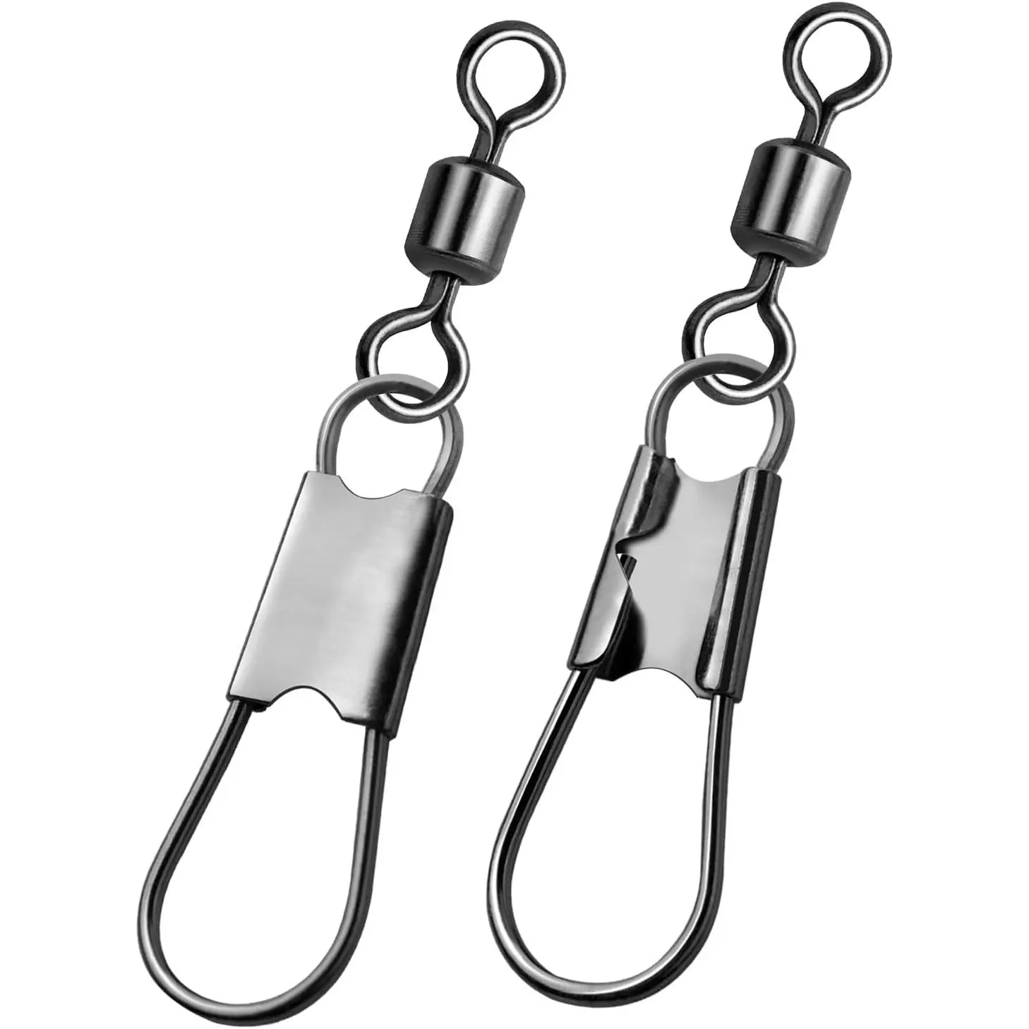Fishing Snap Swivels & Barrel Swivels 50 count with Smooth Rotation | Stainless Steel Secure Lock Snap Quick Lure Changes 14#-6# for Fishing Lures Leader Lines Saltwater and Freshwater Fishing