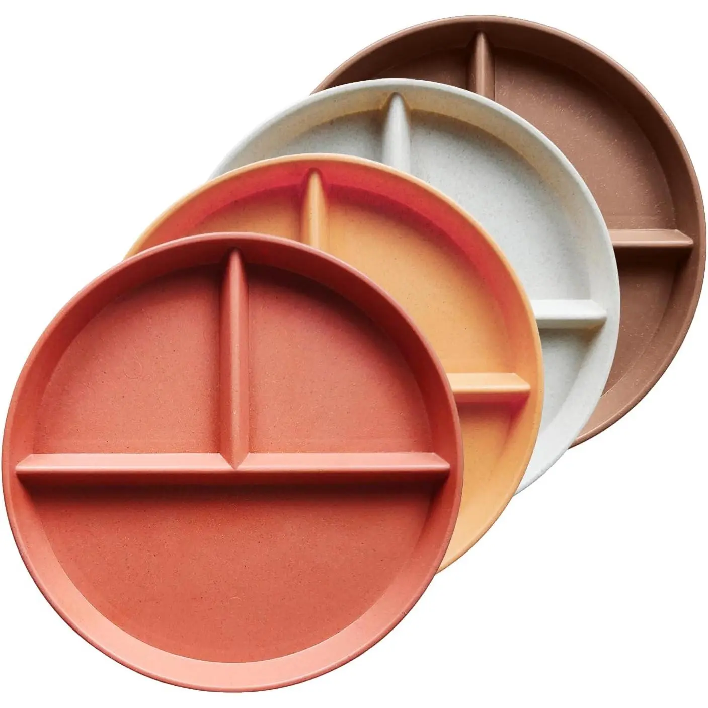 9 Inch 4 count Unbreakable Portion Control Plates, Divided Plates for  Adults, Dishwasher & Microwave Safe Compartment Plate, Lightweight  Wheat Straw Plate,