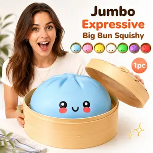 10.6 Inch Jumbo Expressive Dumpling Squishy Blind Box, Large Soft TPR Slow Rising Bun Fidget Toy, Random Surprise Style Per Pack, Unboxing Mystery Collectible, Stress Relief Squeeze Toy for Teens & Adults